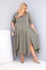 Dámska bavlnená sukňa Plus Size s asymetrickým spodkom khaki