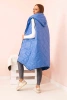 Women's quilted Plus Size vest with a hood zipped denim color