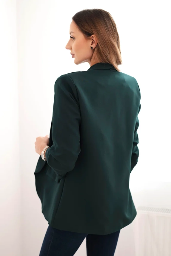 Women's unbuttoned blazer with lining S/M dark green