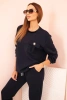 Women's set buttercream sweatshirt and pants with elastic navy blue