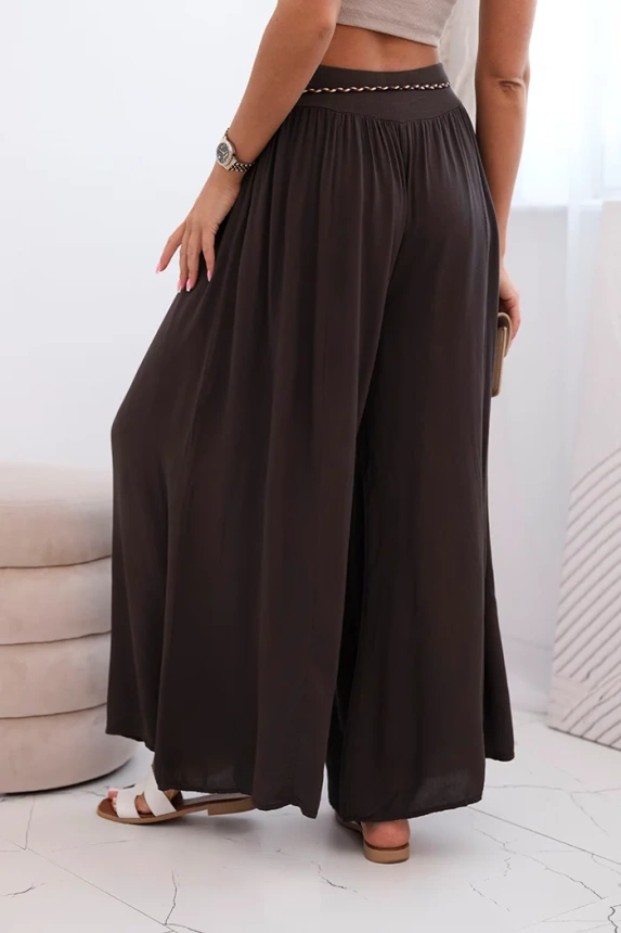 Women's wide-leg viscose trousers brown