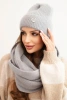Women's set with a hat and a scarf made of soft knit gray