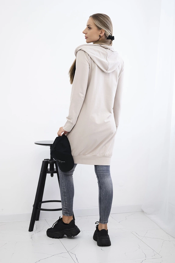 Hooded dress with a hood beige
