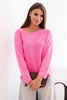 Sweterek damska z wiskozy z długim rękawem i okrągłym dekoltem różowy