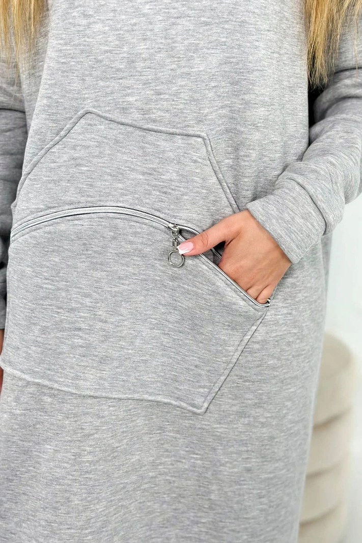 Insulated dress with a hood grey