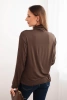 Women's viscose blouse with a turtleneck and long sleeves brown