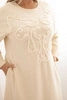 Damenkleid Plus Size mit Baumwollstickerei beige