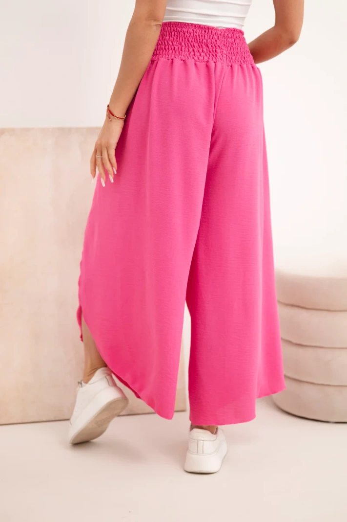 Damen Viskose-Hose weit mit gerafftem Bund rosa