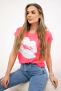 Lippenprint Bluse rosa neon