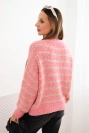 Women's striped sweater with wool in a loose fit pink