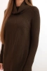 Women's dress made of viscose knit with a wide collar brown