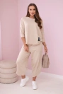 Cotton sweatshirt pants set beige