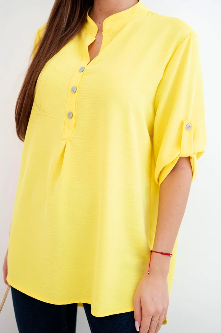 Bluse mit längerem Rücken gelb
