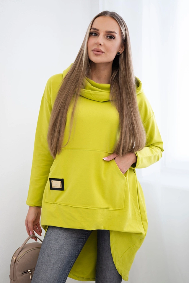 Bluza z długim tyłem i kapturem kiwi