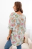 Women's cotton blouse with a butterfly pattern and buttons - mint