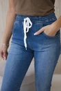 Denim trousers with a drawstring 