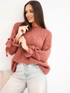 Damen Oversize Pullover mit Bindungen an den Ärmeln dunkelrosa