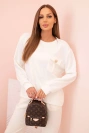 Damen Komplett Butterbluse und Hose mit Gummizug ecru