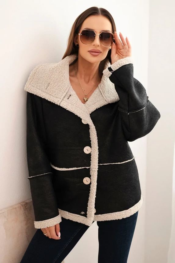 Women's Plus Size jacket with a hood and pockets lined with fleece camel