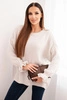 Women's sweater with a blend of mohair and wool in a loose fit beige