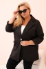 Dámska bunda Plus Size prešívaná s golierom a gombíkom čierna