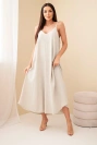 Muslin dress with straps dark beige