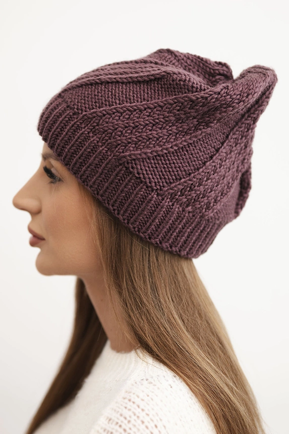 Women's winter hat made of wool K441 plum