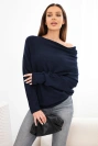 Sweter damski wiskozowy asymetryczny typu nietoperz granatowy