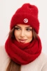 Women's set with a hat and scarf made of soft knit red