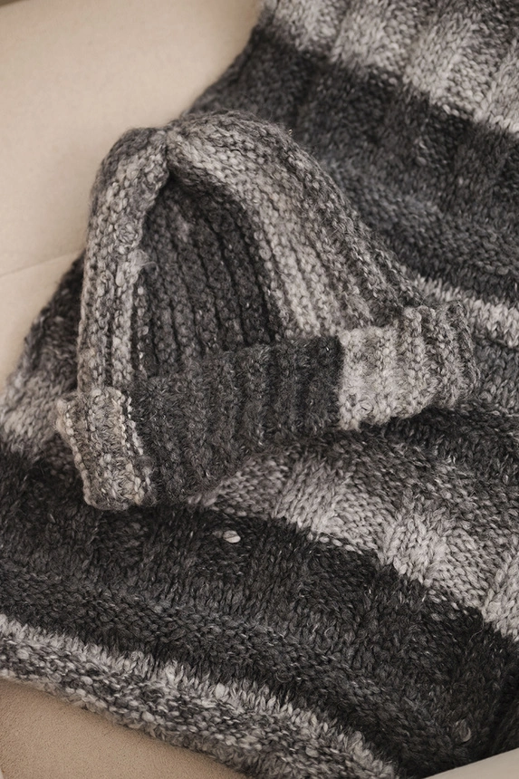 Damen Winterset mit Mohair Mütze und Schal K501 grau