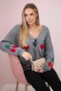 Cherry tied sweater dark gray