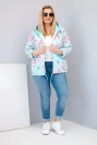 Damen Frühlingsjacke gesteppte Plus Size mit Kapuze und Blumenmuster mintgrün