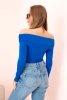 Langärmelige Damen-Bodysuit-Bluse mit nackten Schultern kornblumenblau