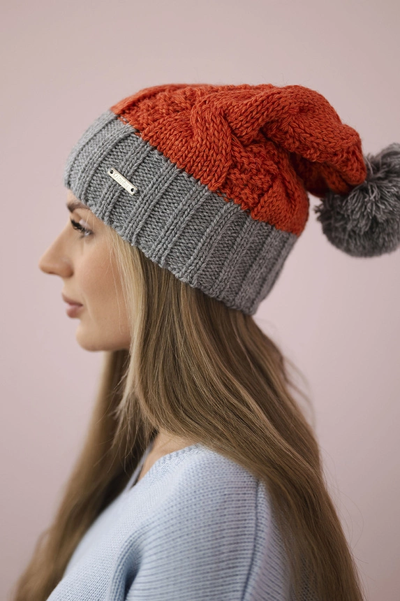 Cap with fleece Paris K212 foxy+gray