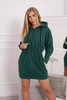 Zateplené šaty s kapucí tmavě zelené