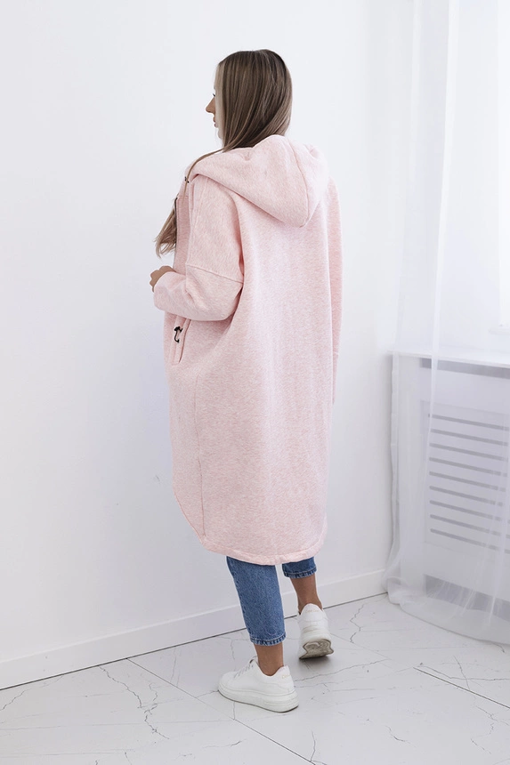 Apšiltintas ilgas džemperis pudros rožinės spalvos melanžas