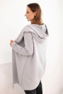 Damenjacke aus Baumwolle mit Kapuze und verlängertem Vorderteil grau