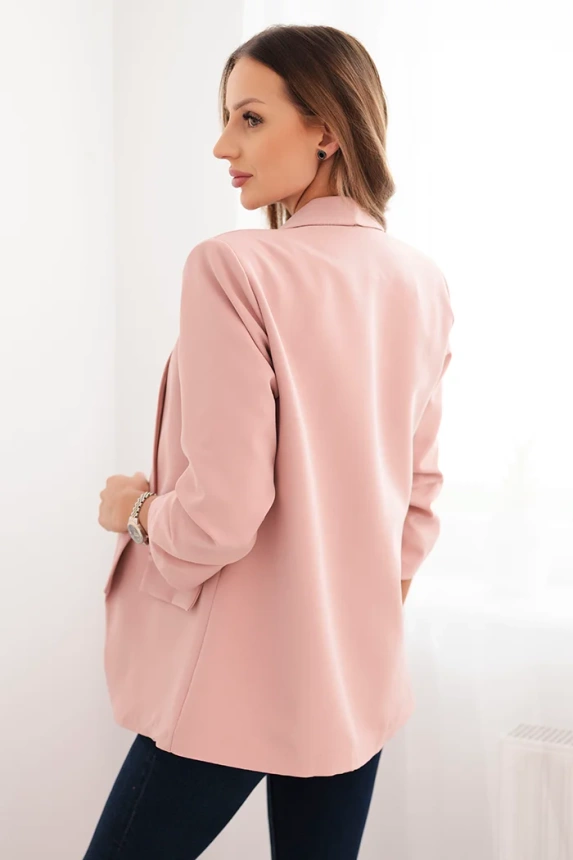Women's unbuttoned blazer with lining S/M powder pink