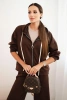 Women's set butter with wide leg pants and zip-up sweatshirt brown