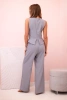 Women's sleeveless jumpsuit with wide leg and decorative buttons grey