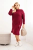 Sukňa pletená dámska Plus Size s mohérom oversize s vreckom bordová