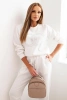 Women's set made of viscose with a decorative pattern and pants ecru
