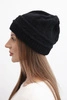 Women's winter hat made of wool with a woven pattern K428 black