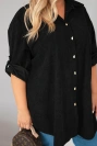 Koszula damska Plus Size z wiskozy sztruksowa z podpinanymi rękawami czarna