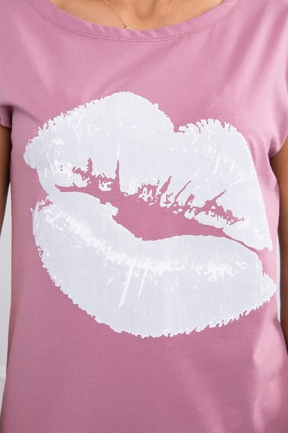 Lippenprint-Bluse dunkelrosa