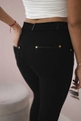 Baumwollhose mit Saum an den Taschen schwarz
