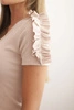 Women's cotton one-shoulder blouse with a ruffle beige