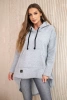 Padded sweatshirt with long back and hood gray