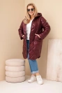Plus Size women's winter quilted jacket with a hood plum