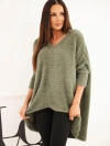 Damenpullover Plus Size mit V-Ausschnitt khaki